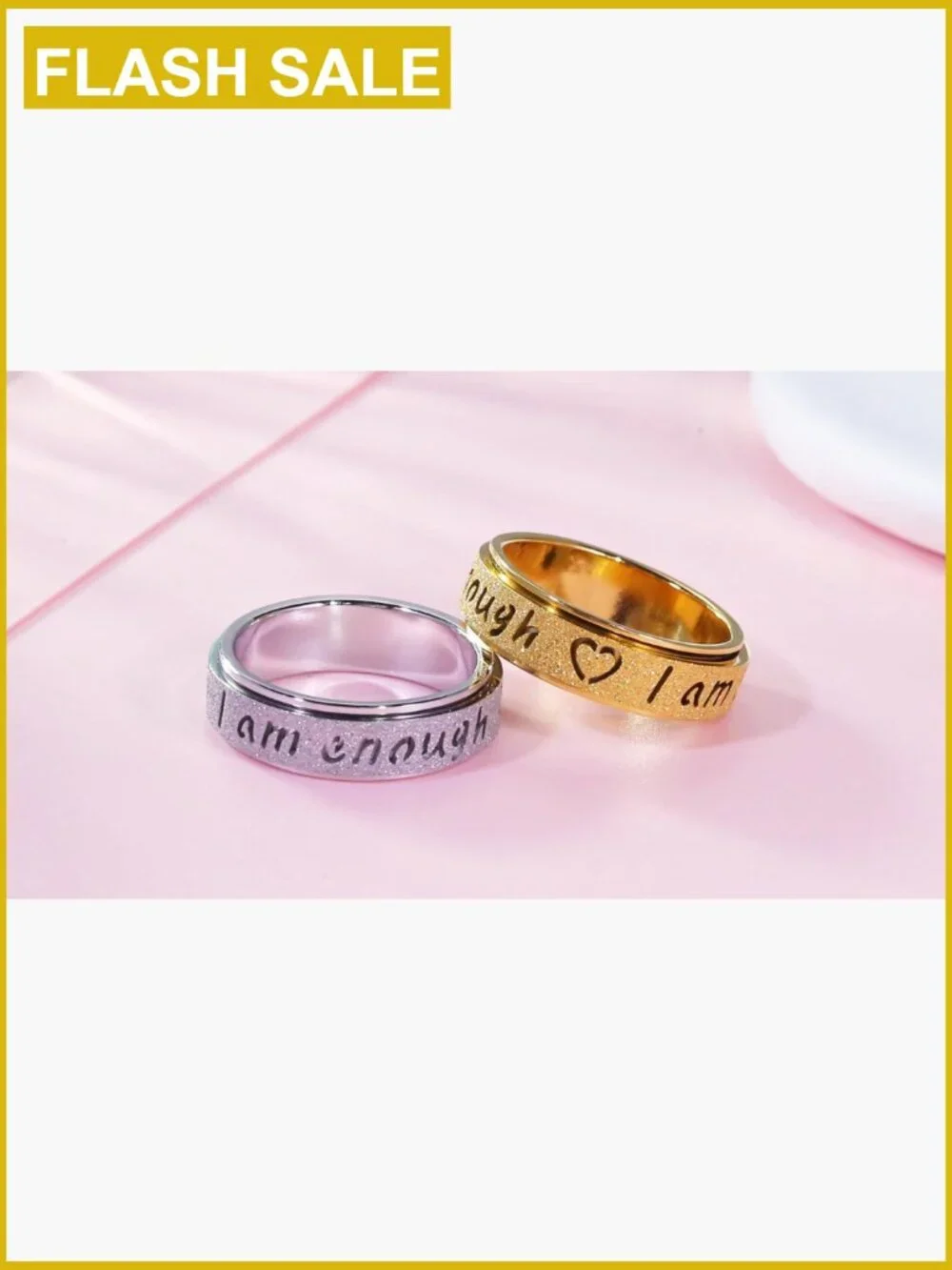 I Am Enough Fidget Spinner Ring Anxiety Relief Stainless Steel Spinner Ring